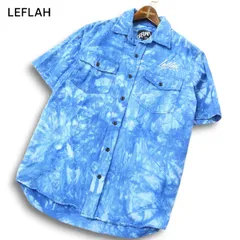 LEFLAH レフラー 春夏★ ロゴ刺繍 タイダイ ムラ柄 半袖 ワーク シャツ Sz.XL メンズ 大きいサイズのサムネイル