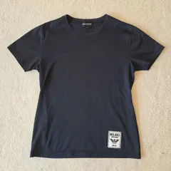 EMPORIO ARMANI 半袖Tシャツ／ M ブラック ロゴワッペン レディース