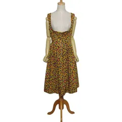 チロルワンピース ディアンドル ドレス レディース サイズL位 ハンドメイド 民族衣装 古着 花柄ワンピース dress-2439