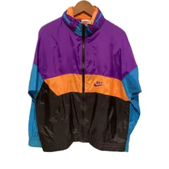 【中古】　NIKE　ナイロンジャンパー　90s vintage　90年代　銀タグ　アウター　ハイネック　フルジップ　フード収納可能　無地　ワンポイント　ブランドロゴ　スウッシュ　刺しゅう　オーバーサイズ　スポーツ　古着　/2001