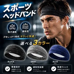 ヘアバンド スポーツ ジム 吸汗 速乾 バンダナ レディース メンズ 黒　ブラック ネイビー グレー ヘアー 3カラー　バンド　汗止め　洗顔　ヘッドバンド　おしゃれ　シンプル　サッカー　野球　トレーニング　運動　ランニングのサムネイル