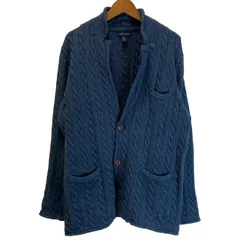 【中古】　LANDS' END　カーディガンセーター　長袖　ニット　無地　ケーブル編み　オーバーサイズ　古着　/1599のサムネイル