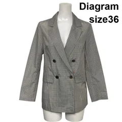 ◇ ダイアグラム Diagram シアージャケット ブルゾン テーラード 長袖 グレンチェック ダブルブレスト グレー 36 S 7号 レディース S6E100のサムネイル