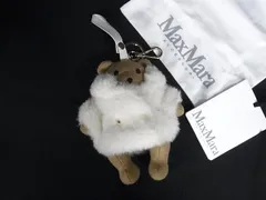 ■極美品■ Max Mara マックスマーラ テディベア　くま クマ キーホルダー キーリング チャーム アイボリー系×ベージュ系 HA3884のサムネイル