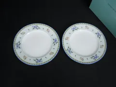 ■新品■未使用■ TIFFANY＆Co ティファニー モーニンググローリー 皿 食器 テーブルウェア 2枚セット ライトブルー系 BS4985のサムネイル