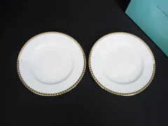 ■新品■未使用■ TIFFANY＆Co ティファニー ゴールドバンド ペアプレート 食器 皿 テーブルウェア 2点セット ホワイト系 BS4986のサムネイル