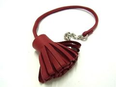 美品⭐︎HERMESエルメス⭐︎ カルメンチータ ミニチャーム 栞 レザー レッド HERMES☆カルメンチータ☆ブックマーク☆しおり☆栞☆レザーチャーム
