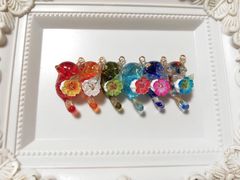 K-10509 じゃれ猫チャーム(ひまわり クラッククォーツ アベンチュリン