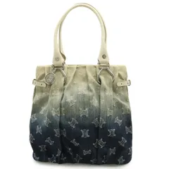 CELINE セリーヌ パリマカダム トートバッグ ショルダーバッグ セミショルダー グラデーション デニム クロコ調 レザー インディゴ 青 アイボリー
