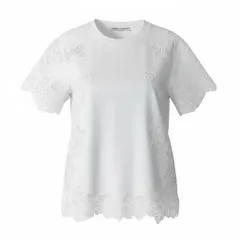 23e11【美品】ERMANO SCERVINO エルマノシェルビーノ 花柄レース半袖Tシャツ カットソー ストレッチ トップス 42サイズ ホワイト レディース 女性用t18rのサムネイル