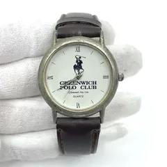 動作未確認　GREENWICH POLO CLUB　グリニッジ・ポロクラブ　クォーツ腕時計　グレー文字盤　　レザーベルトのサムネイル
