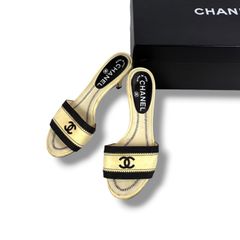 箱付き CHANEL ヴィンテージ ココマーク ストロー サンダル ブラウン