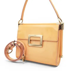 Roger Vivier MISS VIV CARRE ロジェヴィヴィエ ハンドバッグ ワンショルダー ショルダーバッグ 2way パテントレザー エナメル アプリコット 斜め掛け クロスボディ 上品のサムネイル