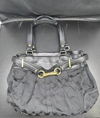 COACH ブラックキャンバスハンドバッグ E0749-10730 COACH ブラックキャンバスハンドバッグ E0749-10730 - メルカリ