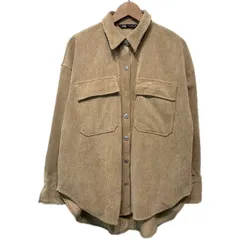 【中古】　ZARA　コーデュロイジャケット　シャツジャケット　アウター　無地　胸ポケット　細畝　オーバーシルエット　古着　/2291