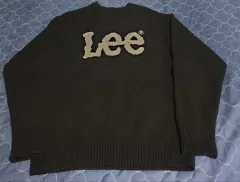 Lee ウール混 スタンダードフィット ビックロゴ ラウンドネック ニット ブラック (M)のサムネイル