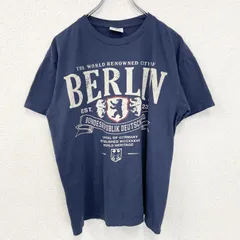 FOX ORIGINALS　半袖プリントTシャツ　クルーネック　ドイツ　ベルリン　クルーネック　青　Mサイズ　古着【値引き交渉OK！】