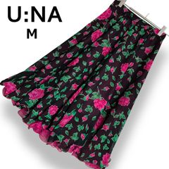 美品】U:NA ユーナ 社交ダンス フレアスカート 薔薇柄 ダンス衣装【M