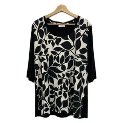 MARINA RINALDI(マリナリナルディ) チュニック サイズL レディース美品  - 黒×アイボリー クルーネック/七分袖/花柄/VOYAGEのサムネイル