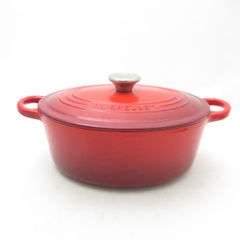 LE CREUSET ココットロンド 22cm チェリーレッド シルバーツマミ