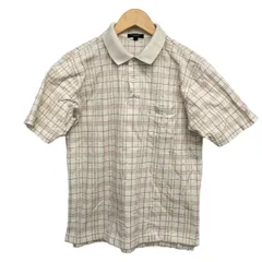 Burberry LONDON(バーバリーロンドン) 半袖ポロシャツ サイズL メンズ美品  - アイボリー×ベージュ×レッド チェック柄