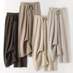 新品 パンツ レディース ボトムス ワイドパンツ ガウチョパンツ カジュアル ハイウエスト ウエストゴム きれいめ #znzku