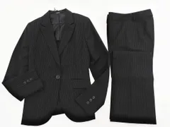 COMME CA ISM コムサイズム ストライプ セットアップ ジャケット パンツ スーツ size上M 下S/黒 ■◇ レディース