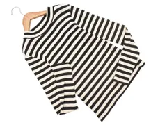 earth music&ecology アースミュージック＆エコロジー ボーダー リブ カットソー sizeS/アイボリーx黒 ■◇ レディース