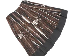 TRUSSARDI トラサルディ 総柄 タック フレア スカート size38/黒ｘ茶 ■◇ レディースのサムネイル
