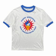 90s ディズニー ビンテージTシャツ リンガーT XL ドナルド 白8460B