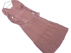 w closet ダブルクローゼット レースアップ シャーリング ロング ワンピース sizeF/茶 ■◇ レディース