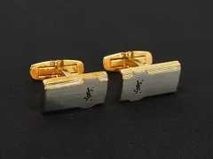 ■美品■ YVESSAINTLAURENT イヴサンローラン カフスボタン カフリンクス ビジネス 紳士 メンズ ゴールド系×シルバー系 DN0200のサムネイル