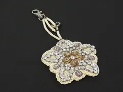 ■美品■ ANTEPRIMA アンテプリマ ラインストーン キーホルダー バッグチャーム アクセサリー アイボリー系×シルバー系 DN0211