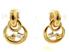 ■美品■ courreges クレージュ ハート クリップ式 イヤリング アクセサリー レディース ピンクゴールド系×シルバー系 DN0241