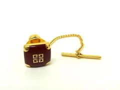 ■美品■ GIVENCHY ジバンシィ タイタック ネクタイピン アクセサリー ビジネス 紳士 メンズ ボルドー系×ゴールド系 DN1109のサムネイル