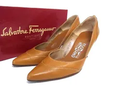Salvatore Ferragamo フェラガモ  レザー ヒール パンプス 表記サイズ7 (約24cm) 靴 シューズ ブラウン系 DN1399
