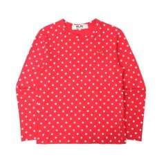 コムデギャルソン レッド 赤 Mサイズ 長袖 ドット 水玉 ロンT