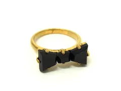 ■美品■ kate spade ケイトスペード リボン リング 指輪 アクセサリー 表記サイズ7 (約13号) ゴールド系×ブラック系 DN1543のサムネイル