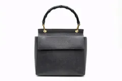 オールド グッチ ヴィンテージ バンブー ハンドバッグ 001 3444 1887 ワンハンドル スクエア レザー 灰色 グレー GUCCI 6327hのサムネイル