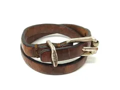 DIESEL ディーゼル クロコダイル型押しレザー 2連 ブレスレット アクセサリー メンズ レディース ブラウン系 DN2126のサムネイル