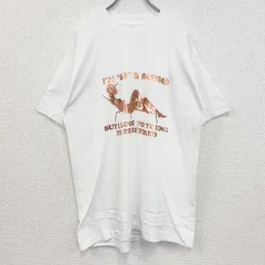 半袖プリントTシャツ　レトロデザイン　ヴィンテージ　クルーネック　シングルステッチ　90s　白　ホワイト　古着【値引き交渉OK！】