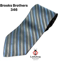 美品 Brooks Brothers（ブルックスブラザーズ）346 シルク100％ ネクタイ / グレー × ブラウン × ホワイト × ブルー / 斜めボーダー / イタリア製のサムネイル