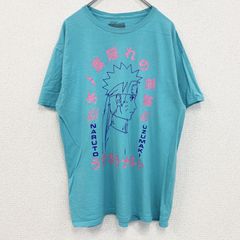 NARUTO 나루토 반소매 프린트 T셔츠 애니메이션 라이트 블루 하늘색 크루넥 소년 점프 L사이즈 헌옷[가격 인하 교섭 OK!]