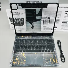 マジックキーボード★iPad Pro用★13インチモデル★360度回転式★トラックパッド付き★薄型★7色バックライト付き★ペンホルダー搭載★ブラック×ゴールド