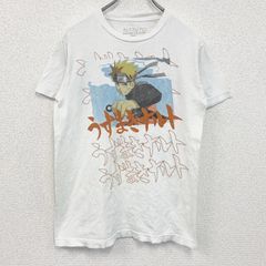 NARUTO 반소매 프린트 T셔츠 우즈마키 나루토 캐릭터 디자인 크루넥 화이트 레트로 S사이즈 헌옷[가격 인하 교섭 OK!]