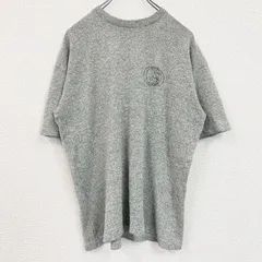 半袖プリントTシャツ　レトロデザイン　クルーネック 　ワンポイントロゴ　両面プリント　ニット生地　霜降りグレー　　古着【値引き交渉OK！】