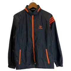 【中古】　adidas　ウインドブレーカー　80s vintage　80年代　OLD　ナイロンジャンパー　フード収納可能　ワンポイント　トレフォイル　刺しゅう　デサント製　ADS-200　日本製　スポーツ　古着　/1301のサムネイル
