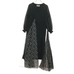 美品 LAY MEE レイミー 花柄 長袖 ロングワンピース ブラック レディース 古着