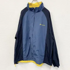 Champion　チャンピオン　フルジップナイロンジャケット　紺　ネイビー　2XLサイズ　古着【値引き交渉OK！】
