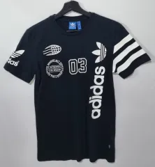 95) adidas アディダス ブラック マルチロゴ 半袖Tシャツ